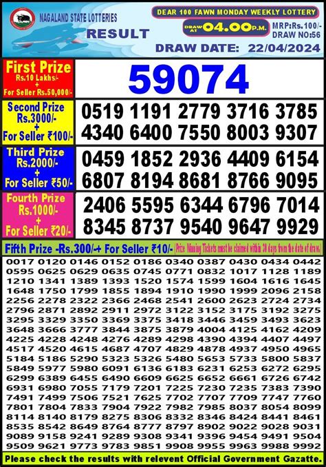 dear 100 fawn monday weekly lottery result